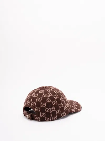 Gucci Gg Canvas Wool Baseball Cap In Burgundy
