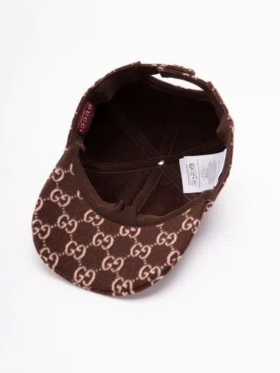 Gucci Gg Canvas Wool Baseball Cap In Burgundy