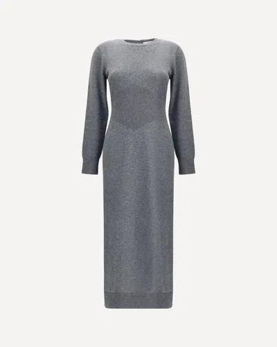 Givenchy Side-split Long-sleeve Midi Dress In Gray