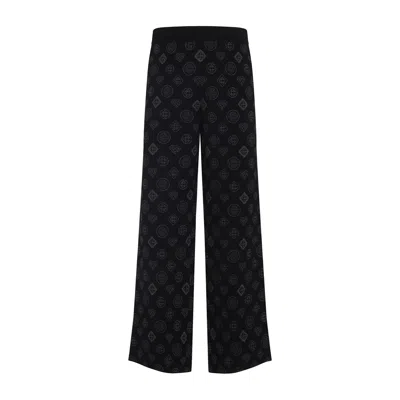 Casablanca Black Jacquard Trousers With Grey Logo Pattern In Black