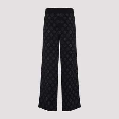 Casablanca Black Jacquard Trousers With Grey Logo Pattern In Black