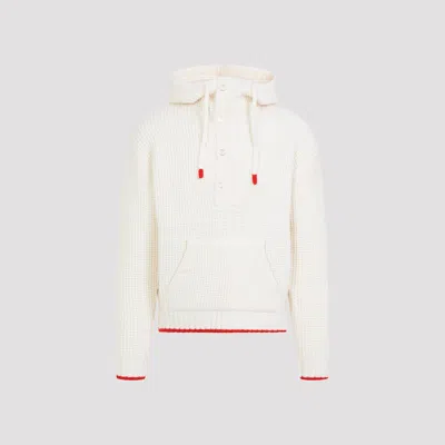 Casablanca Waffle Texture Hoodie With Tonal Hood In White