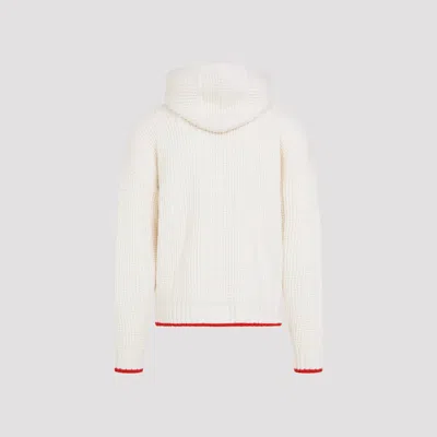 Casablanca Waffle Texture Hoodie With Tonal Hood In White
