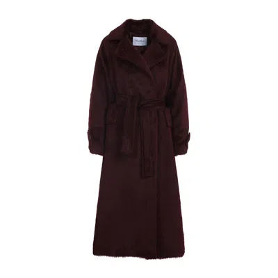Max Mara Long Notched Lapel Coat With Side Pockets In Brown