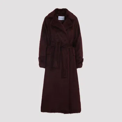 Max Mara Long Notched Lapel Coat With Side Pockets In Brown