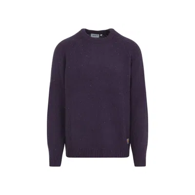 Carhartt Alten Deep Night Crewneck Sweater In Purple