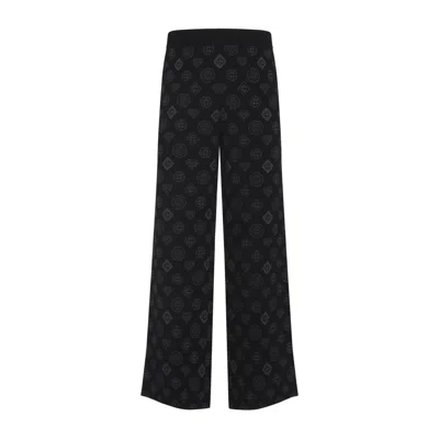 Casablanca Black Jacquard Trousers With Grey Logo Pattern In Black