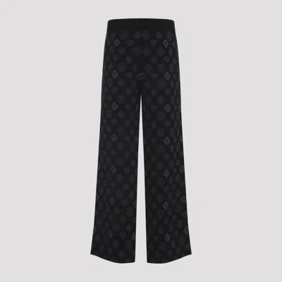 Casablanca Black Jacquard Trousers With Grey Logo Pattern In Black