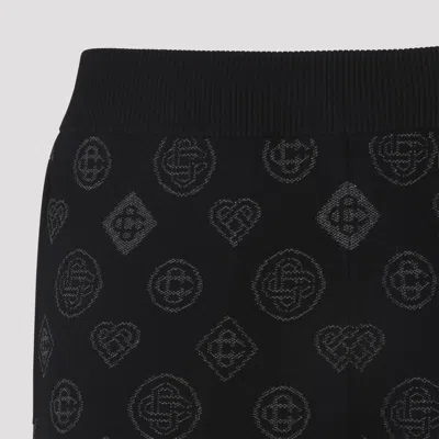 Casablanca Black Jacquard Trousers With Grey Logo Pattern In Black