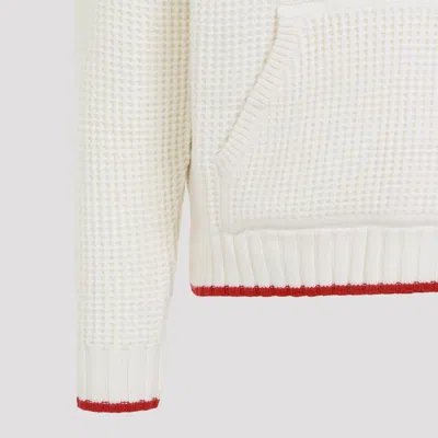 Casablanca Waffle Texture Hoodie With Tonal Hood In White