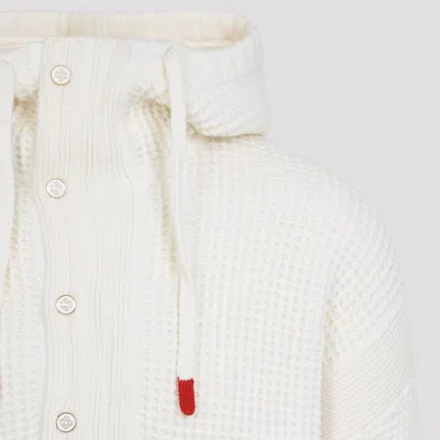 Casablanca Waffle Texture Hoodie With Tonal Hood In White