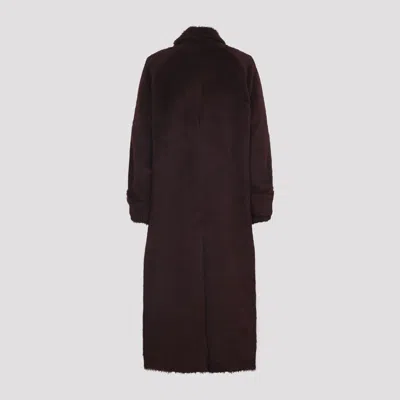 Max Mara Long Notched Lapel Coat With Side Pockets In Red