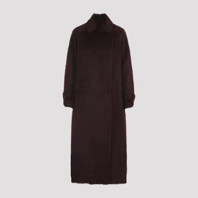 Max Mara Long Notched Lapel Coat With Side Pockets In Red