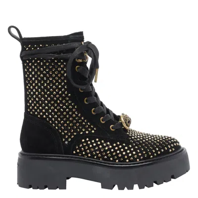 Kurt Geiger Stud-embellished Lace-up Boots In Black