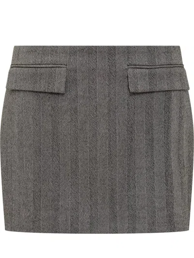 Ferragamo Striped Wool-blend Miniskirt In Gray