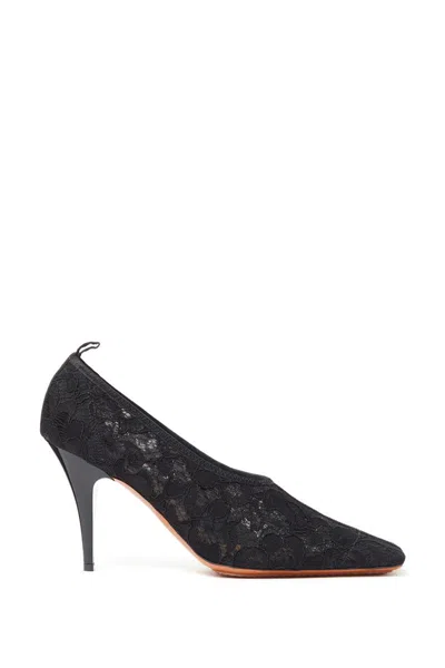 Stella Mccartney Square-toe Lace Stiletto Pumps In Black