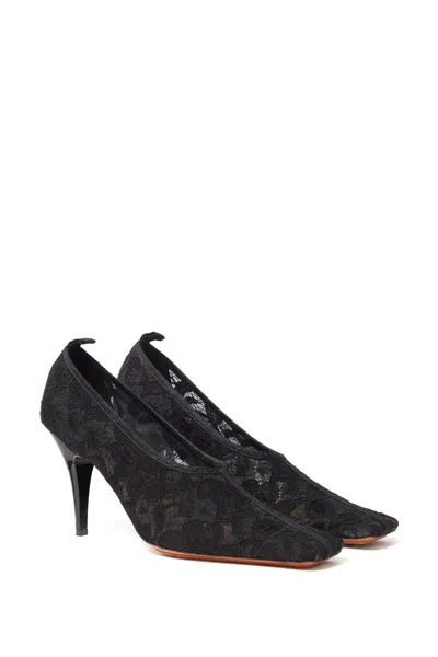 Stella Mccartney Square-toe Lace Stiletto Pumps In Black