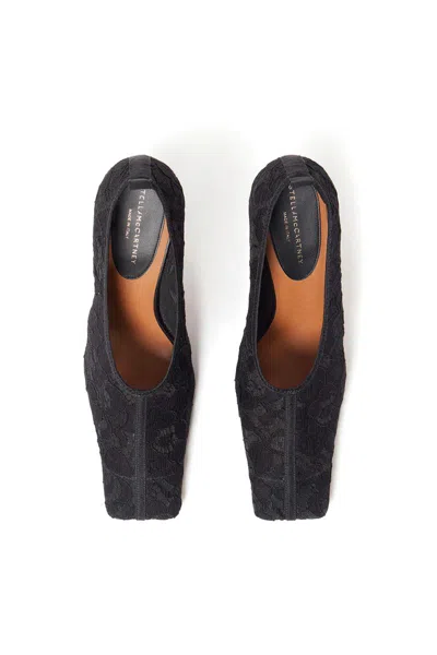 Stella Mccartney Square-toe Lace Stiletto Pumps In Black