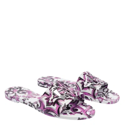 Dolce & Gabbana Dolce&gabbana Women Maiolica Print Slides In Purple