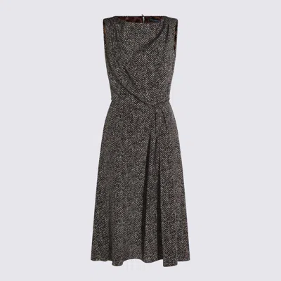 Dolce & Gabbana Wool Herringbone Midi Dress In Gray