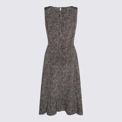 Dolce & Gabbana Wool Herringbone Midi Dress In Gray