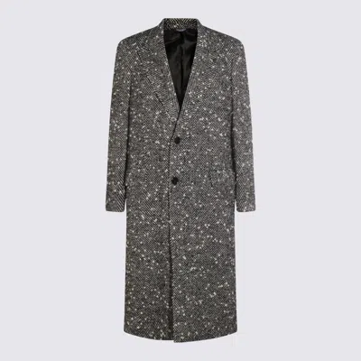 Dolce & Gabbana Herringbone Coat In Gray