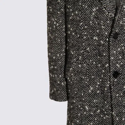 Dolce & Gabbana Herringbone Coat In Gray