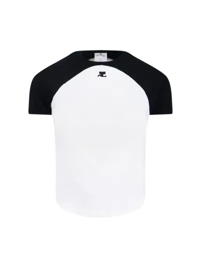 Courrèges Circle Contras T-shirt Woman Black And White In White
