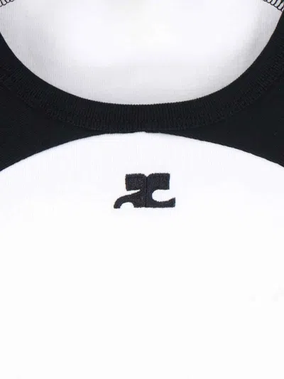 Courrèges Circle Contras T-shirt Woman Black And White In White