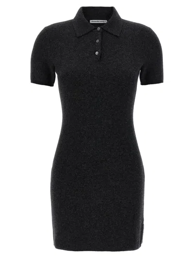 Alexander Wang T Alexanderwang. T Midweight Short Sleeve Polo Dress In Gray