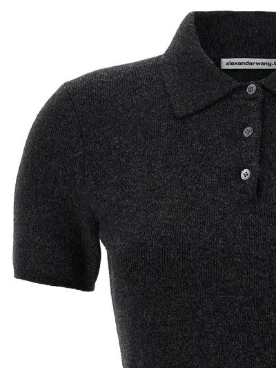 Alexander Wang T Alexanderwang. T Midweight Short Sleeve Polo Dress In Gray