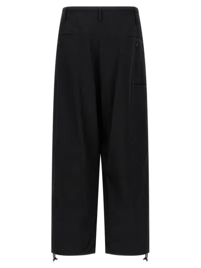 Yohji Yamamoto Mens Standard 2tucks String Wide-leg Wool Trousers Black Xs In Black