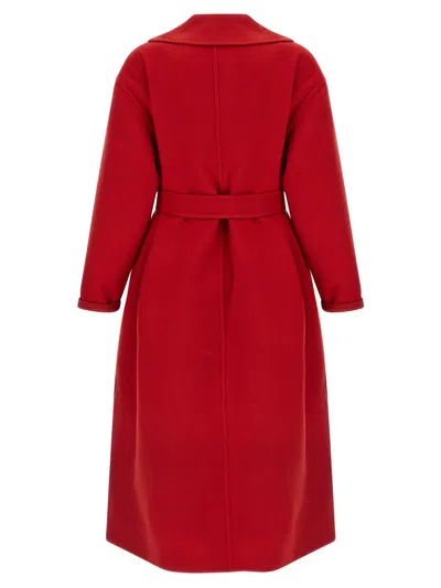 Fabiana Filippi Long Cashmere Wool Coat Belted At Waist In Red