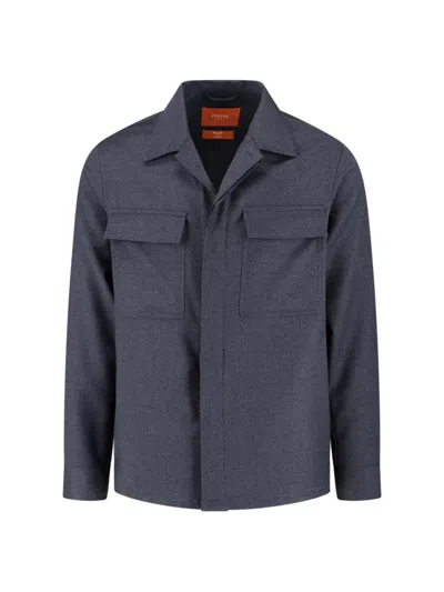 Cruna Structured Grey Virgin Wool Shirt Jacket In Gray