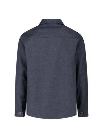 Cruna Structured Grey Virgin Wool Shirt Jacket In Gray