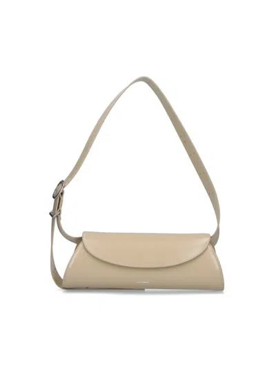 Jil Sander Small Cream Leather Shoulder Bag With Adjustable Strap In Multi