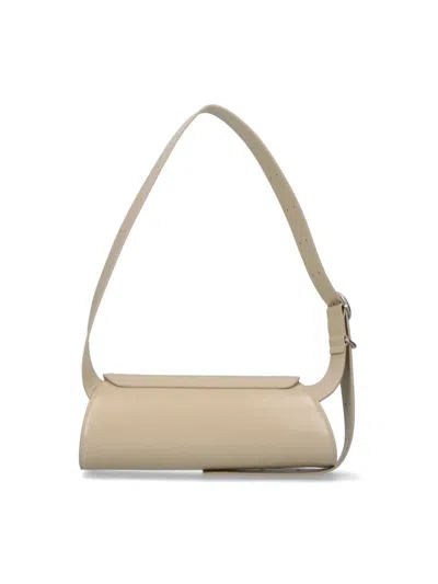 Jil Sander Small Cream Leather Shoulder Bag With Adjustable Strap In Multi