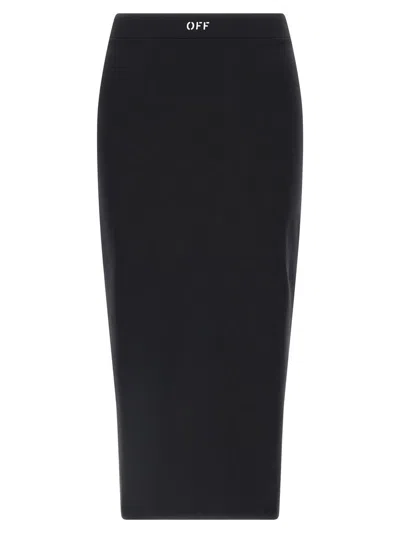 Off-white Black Pencil Skirt With Off Logo