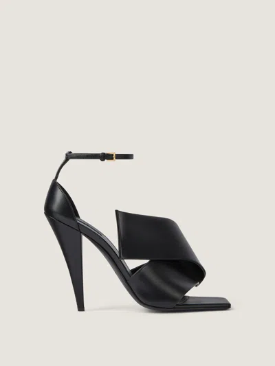 Givenchy Sliced Square Heeled Sandals In Leather In Black