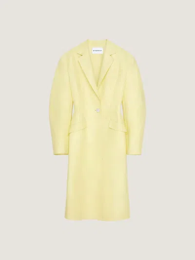 Givenchy Cocoon Fitted Coat In Leather In Yellow