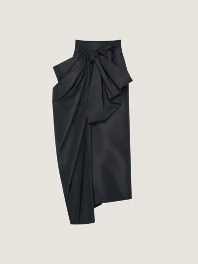 Givenchy Midi Skirt In Polyfaille With Bow Detail In Black