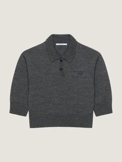 Givenchy Cropped Wool And Alpaca Polo Sweater In Gray