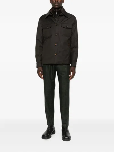Moorer Button-fastening Flap-pocket Jacket In Brown