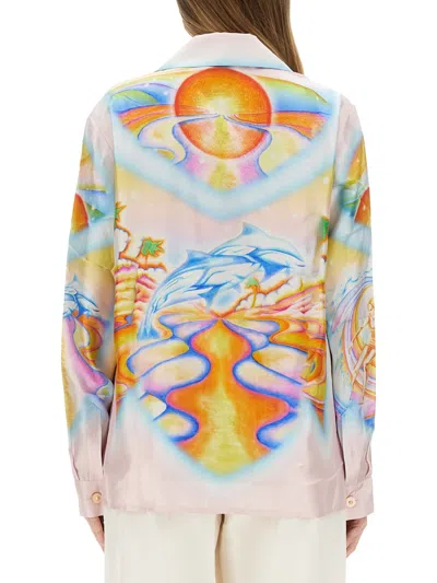 Casablanca "psychedelic Nirvana" Collared Pocket Shirt In Multi