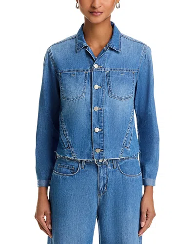 L'agence Janelle Button Front Denim Jacket In Blue