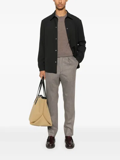 Fursac Wool Elasticated-waistband Trousers In Brown