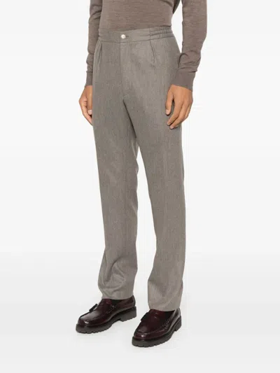 Fursac Wool Elasticated-waistband Trousers In Brown