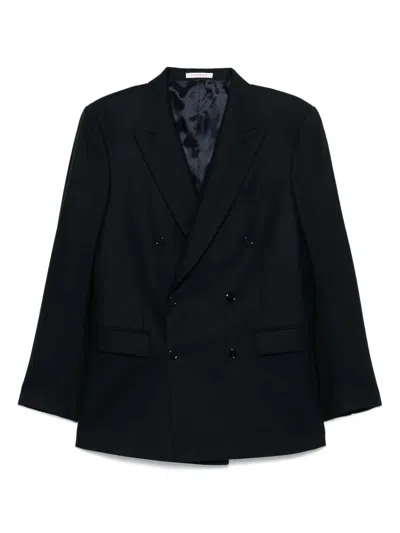 Fursac Virgin Wool Double-breasted Blazer In Blue