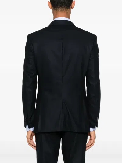 Fursac Virgin Wool Double-breasted Blazer In Blue