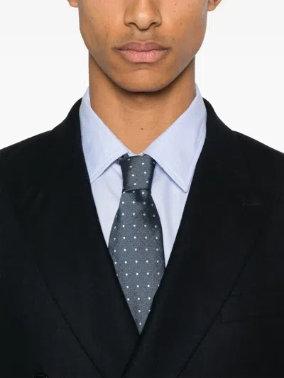 Fursac Virgin Wool Double-breasted Blazer In Blue